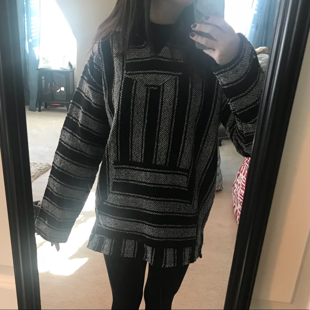 Black and grey hooded sweatshirt